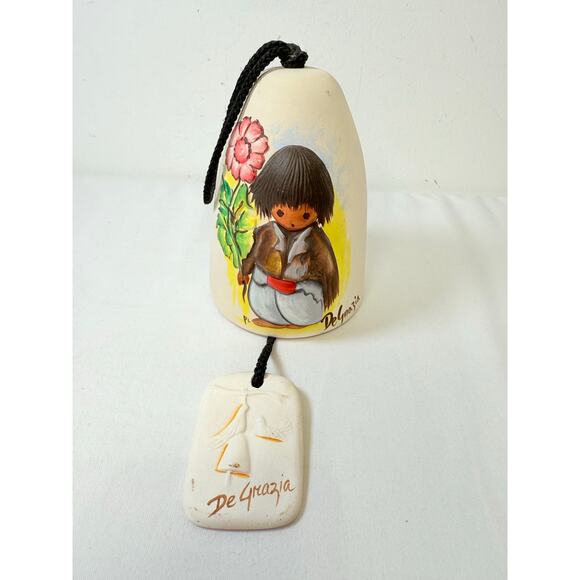 Hand Painted DeGrazia  Sandstone Wind Tamer Bell - Picture 2 of 11